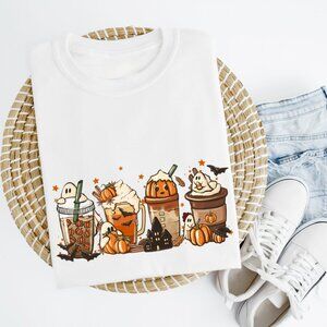 Boo Latte Shirt, Halloween Coffee Lover Tee, Fall Spooky Season T-Shirt 102